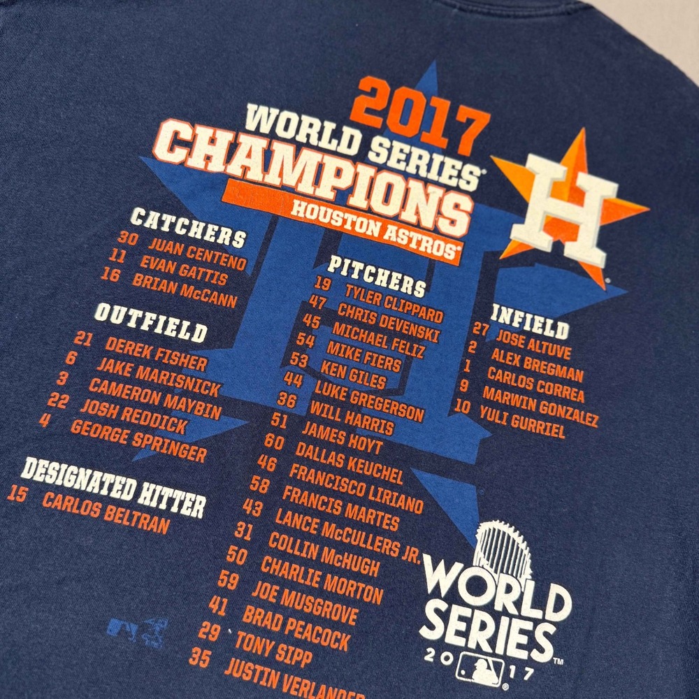 Houston Astros 2017 World Series Champions Navy Roster T-Shirt Mens L Gildan